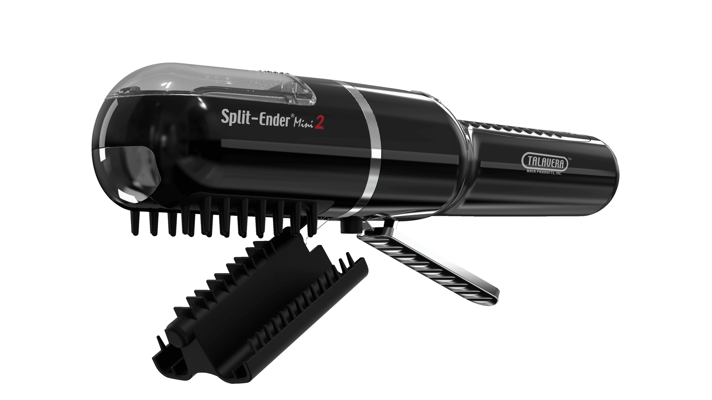 The black Split Ender Mini 2 at three-quarters, its clear chamber visible