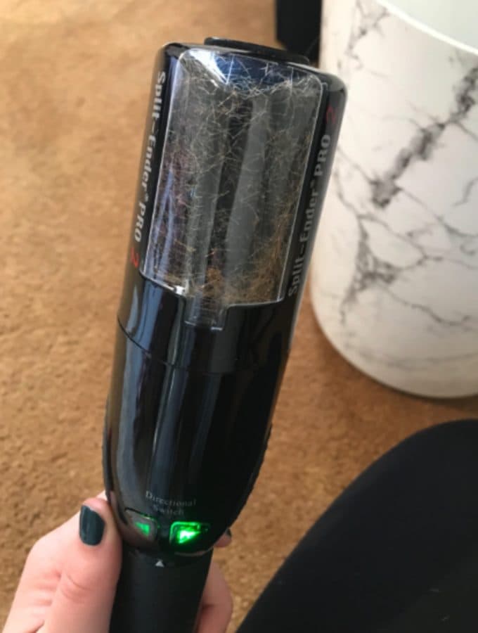 A Split Ender PRO2 stood on a counter, chamber holding removed hair